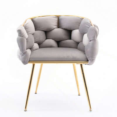 Modern Simple Leisure Velvet Single Sofa Chair Bedroom Lazy Person Household Dresser Stool Manicure Table Back Chair Olive Green by Ivy Bronx