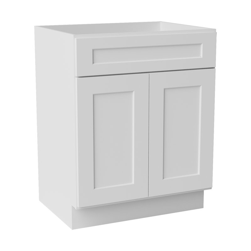 Armoire de salle de bain en bois massif prêt à assembler avec comptoir Shaker - comptoir non inclus, Blanc