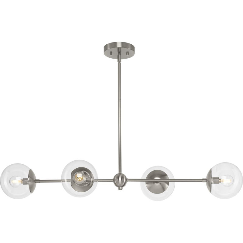 4-Light Chandelier, Nickel brossé