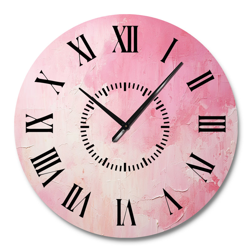 Horloge murale or et rose Minimal Abstract River IV - Fuschia, Grand