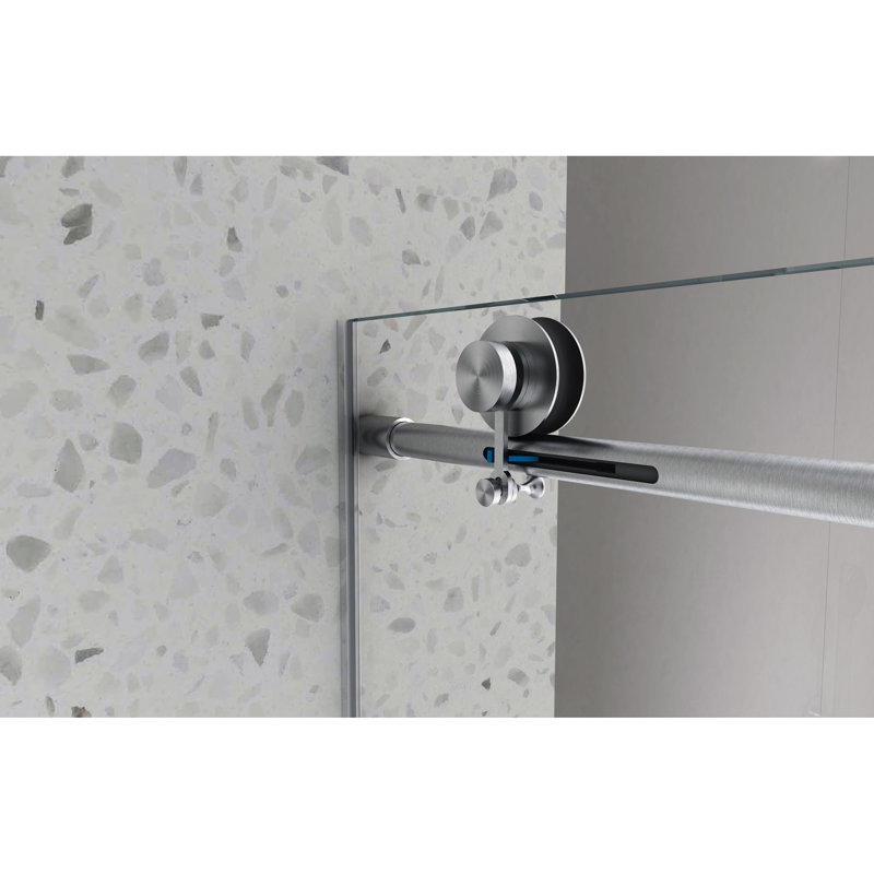 Matte Black Shower Door 6063 - With One Fixed & Sliding Door, 70Mm 304 Stainless Steel Large Pulleys, Adjustable Mechanism, Nano Easy Cleaning, Stick -Proof Film, 5/16'' Fully Tempered Glass,