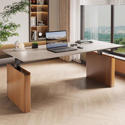 Bureau debout blanc en cuir