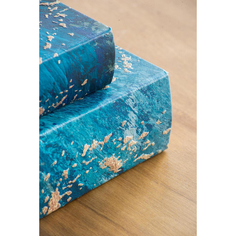 Ensemble de 3 boîtes décoratives pour livres - bleu