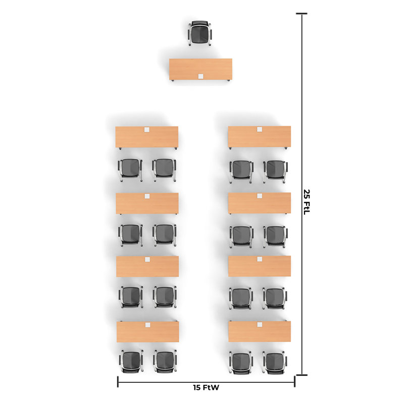 Benezar 17 Person Training Meeting Seminar Tables with Modesty Panels, 17 Chairs Complete 26 pc Set
