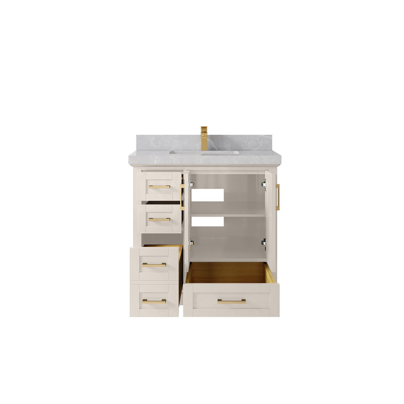 Boston 36 po X P 22 po Meuble-lavabo central D Quartz, Gris perle