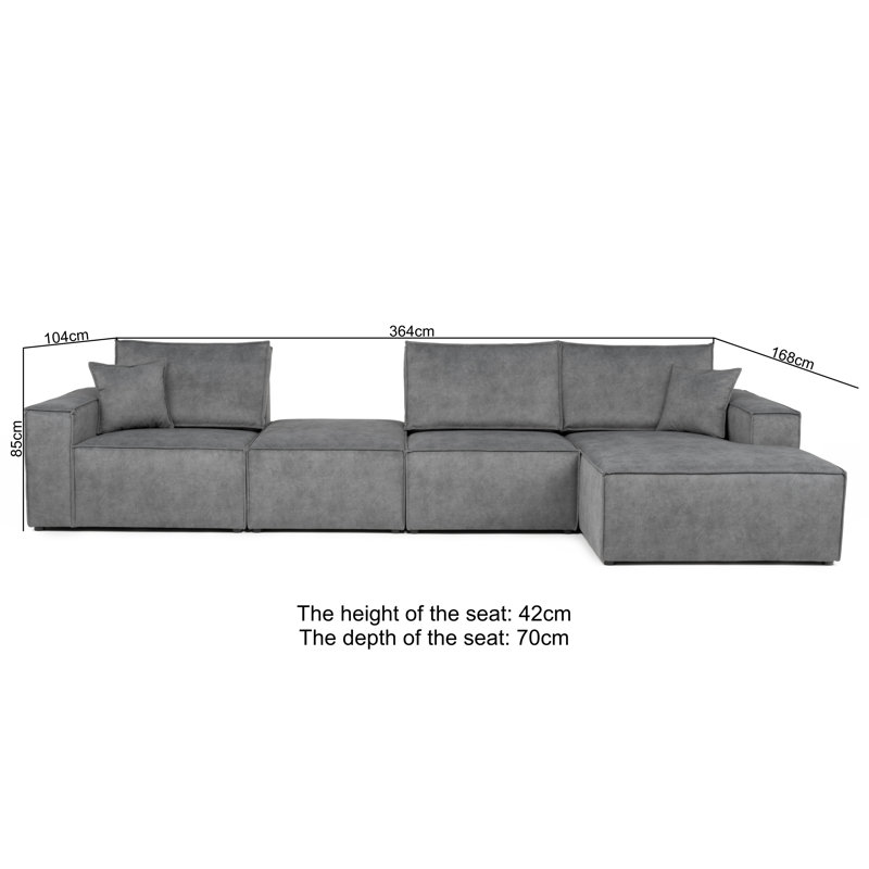 Alexendra 5 Seater Sofa & Chaise, Right Hand Facing