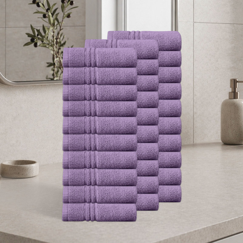 Ensemble de serviettes de salle de bain 100% coton 100% coton zéro torsion Robbs Home Weavers Robbin, 13 po x 13 po (30) (30 serviettes de toilette), mauve
