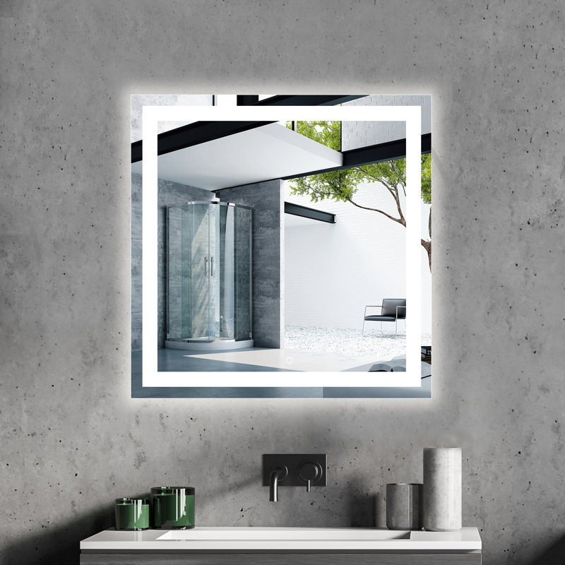 Miroir de maquillage / rasage mural Naliyah, 30 po x 30 po