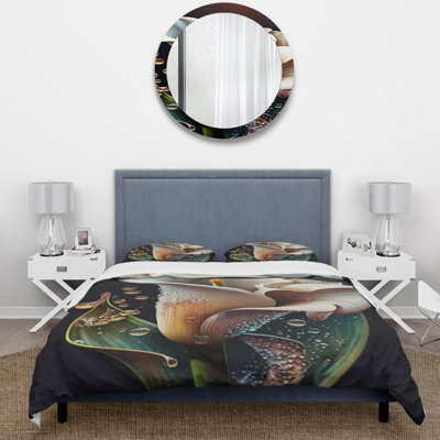 Gren And White Calla Lily Flower II - Floral Lily Duvet Cover Set - Microfiber Polyester