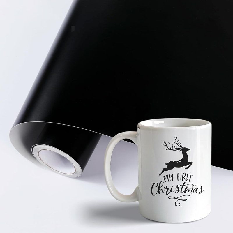 Permanent Vinyl, Matte Black Adhesive Vinyl Roll For All Cutting Machine