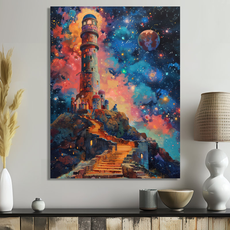 Blue Pink Space Gateway Observatory - Observatories Wall Decor, Canvas, 12" H x 20" W x 1" D