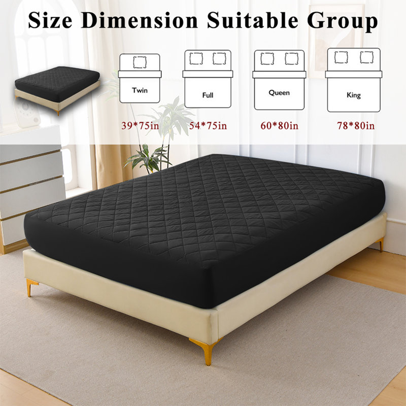 Waterproof And Thick Mattress Protective Pad - Breathable And Dustproof Fit Bed Sheet Design Skin Friendly Bed Cover Suitable For Home Dormitory And Hotel Use