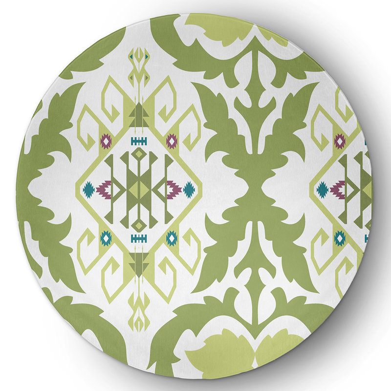 Chenille Ikat Indoor Rug, Round 5'