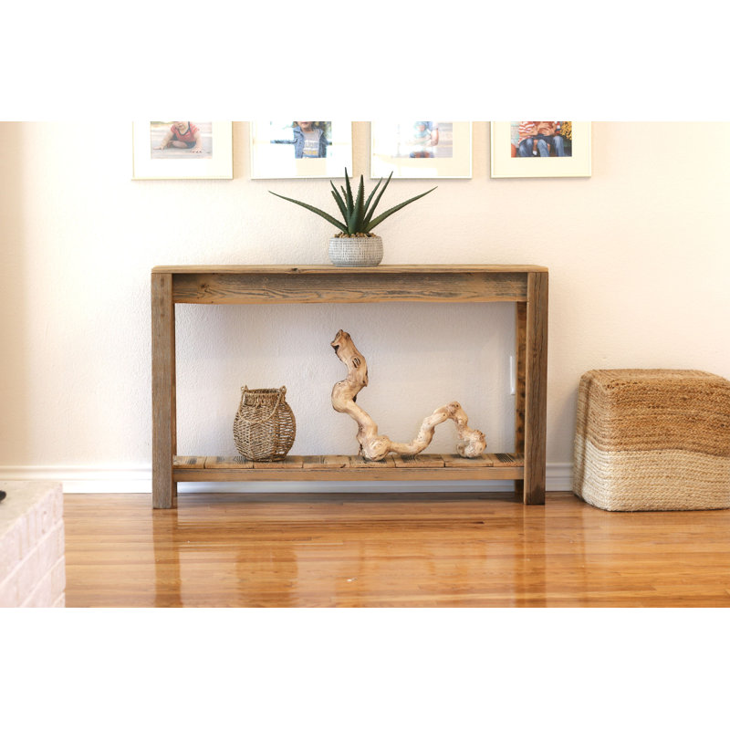 Natural Unfinished Reclaimed Wood Farmhouse Console Table