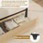 Structure de lit double en rotin avec 2 tiroirs, lit plateforme en bois avec lumières DEL-1695185046