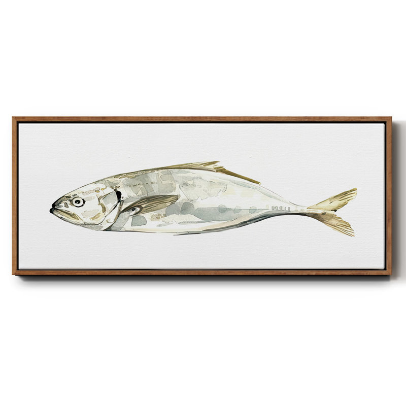 Silver Fish IV- Framed Canvas, 12" H x 30" W