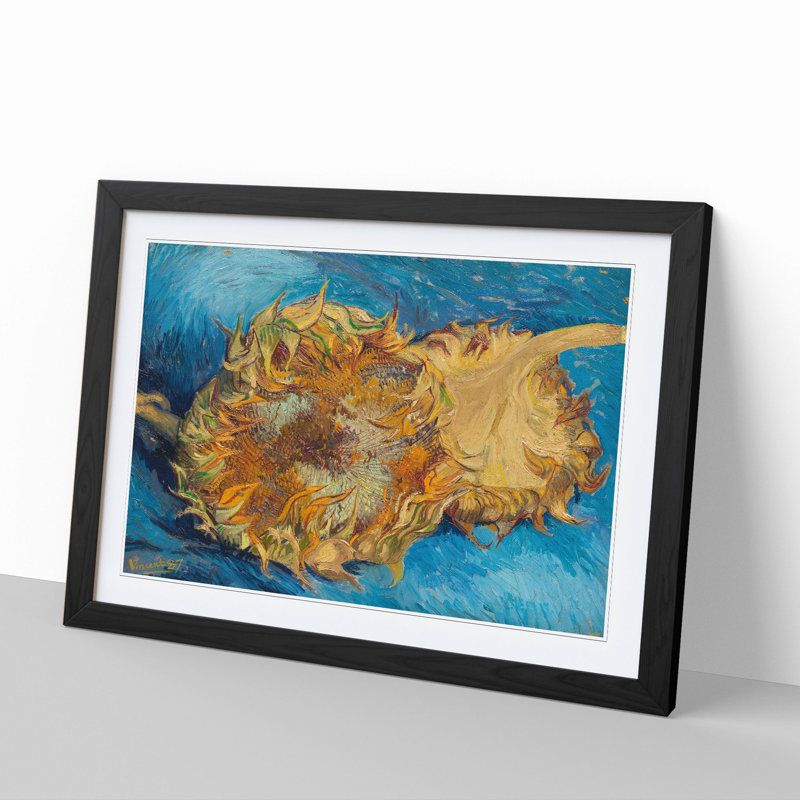 Sunflowers by Vincent Van Gogh - Picture Frame Painting on MDF, Black Framed, 48cm H x 65cm W x 2cm D
