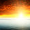 Coucher de soleil rouge et mer sombre - peinture sur toile tendue