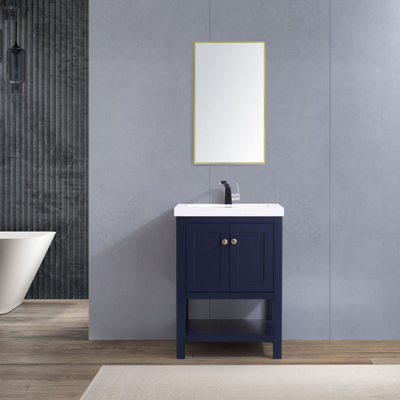 Mclachlan 25'' Single Bathroom Vanity with Resin Top, Blue