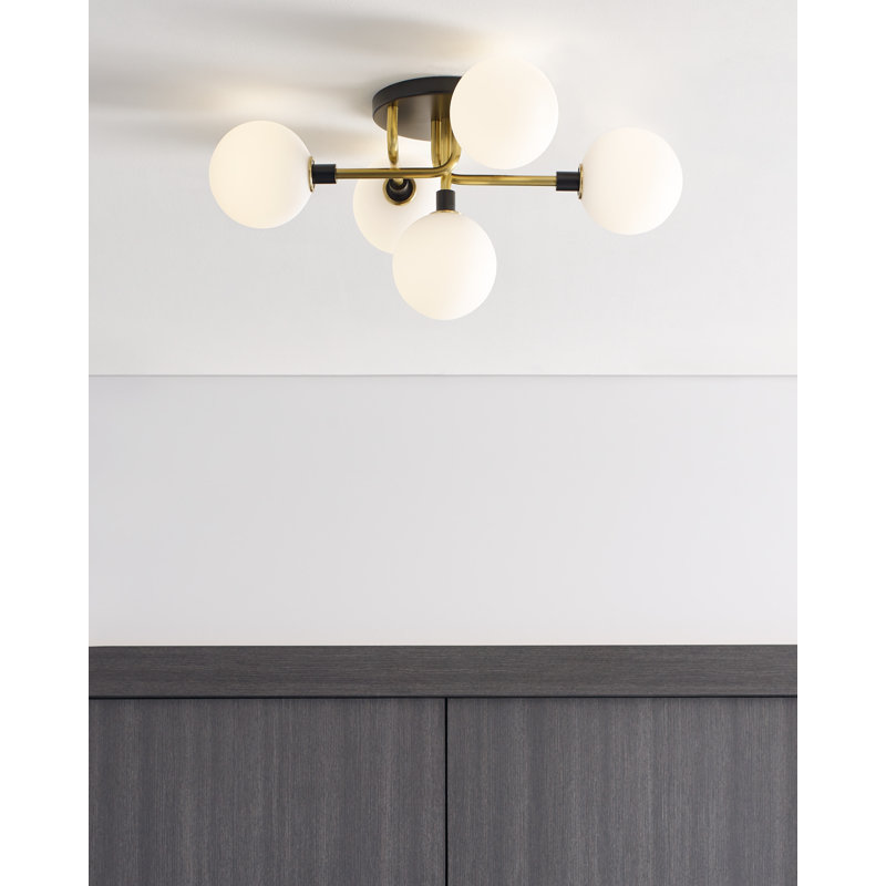 Viaggio 5 - Light Semi Flush Mount, White, Gold, Yes