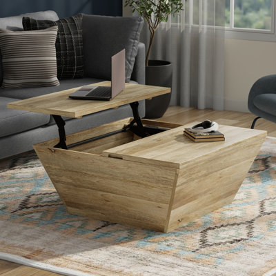 Table basse à plateau relevable moderne en bois de manguier l 36 po Abba