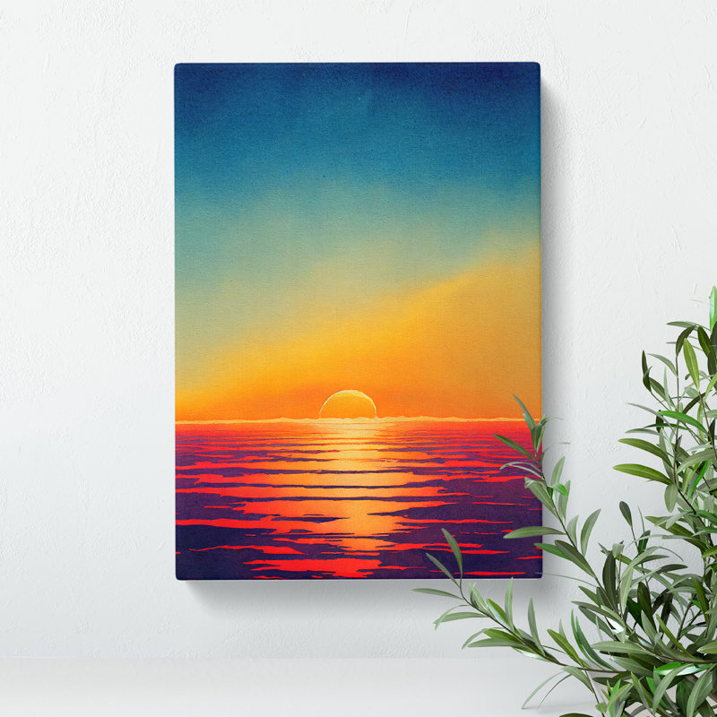 Watercolour Ocean Sunset No.6 - Wrapped Canvas, 76cm H x 50cm W x 3cm D