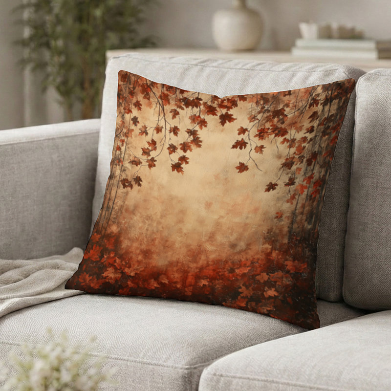 Coussin décoratif Feuilles de chêne rouges tombantes - Coussin décoratif traditionnel, H 18 po x l 18 po