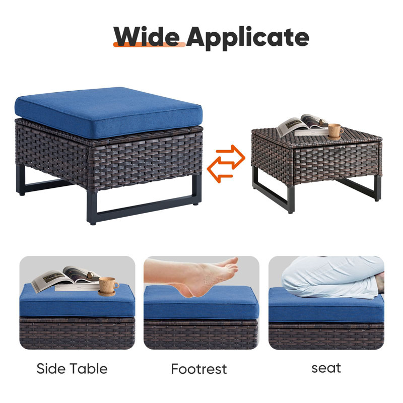 5 - Piece Outdoor Sectional Seating Group With Fire Pit With Cushions, Gray, Blue