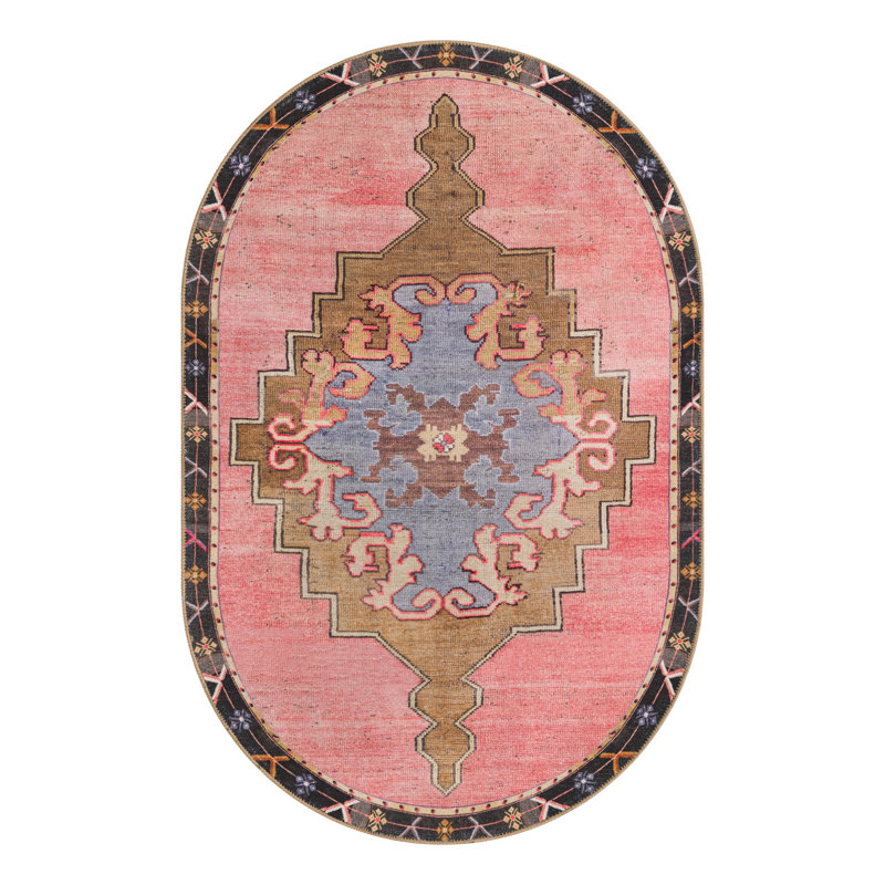 Glessite Chenille Geometric Indoor Rug, Oval 4' x 6'