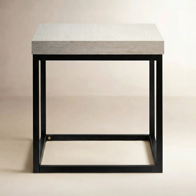 Brayton Square Wood End Table White Wash