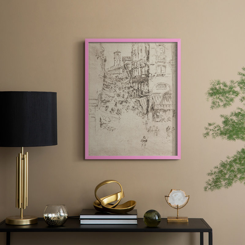 Reproduction encadrée rétro en bois massif Lxxxv, H 11 po x l 9 po, Rose