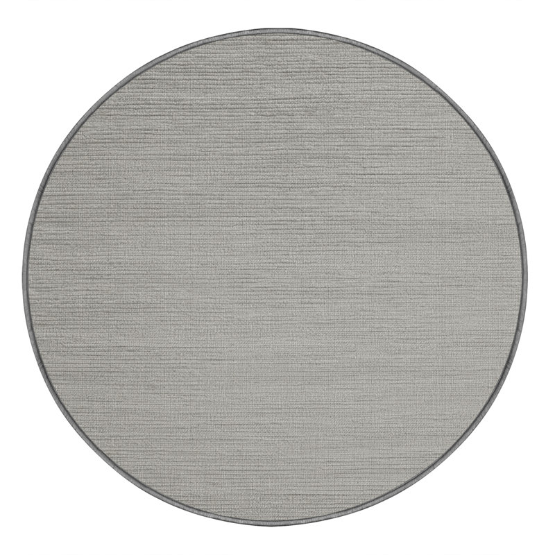 Tapis gris uni lavable à la machine, Rond 3 pi