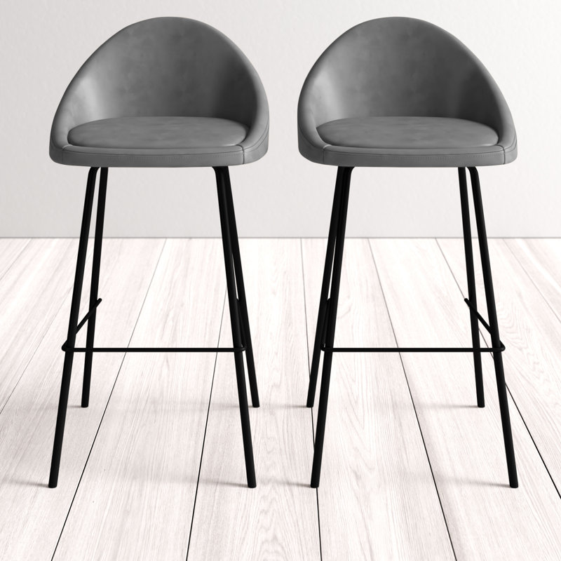 Tabouret de bar et de comptoir Holmes, Gris, Tabouret de comptoir (siège d’une hauteur de 23