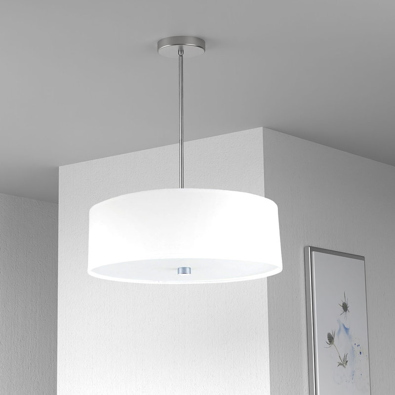 Tess 4 - Light Dimmable Drum Chandelier, Polished Chrome, White