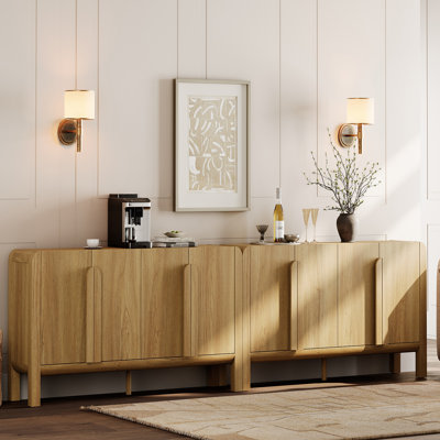Ensemble de 2 buffets avec rangement Adora, crédence moderne en bois de 126 po avec portes et tablettes réglables pour la cuisine et le salon