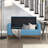 Mid-Century Modern Bedroom Bench With Lift Top Storage, Blue Textured Upholstery, Solid Wood, 300Lbs Weight Bearing Storage Bench, Top, Wood Walnut Frame, Use, Capacity-599542861