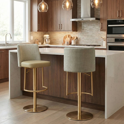 Bergamyer Swivel Upholstered Adjustable Height Counter Stool with Metal Frame