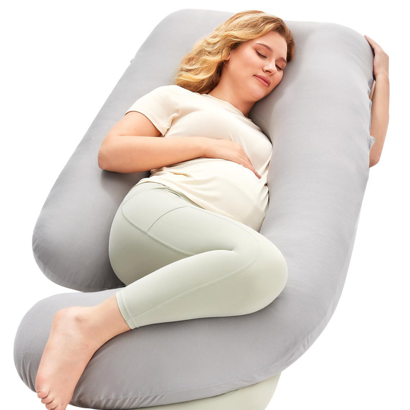 Pregnancy Pillows with Cooling Cover, U-Shaped Full Body Maternity Pillow for Side Sleepers 57 Inch - Support for Back, Hip, Belly, Legs