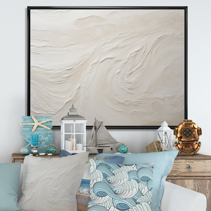 «Modern Beach Beige Sand Charm I», impression sur toile de bord de mer, impression sur toile, H 16 po x l 32 po, Noir