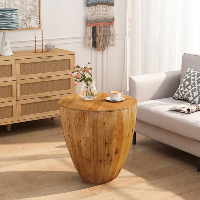 Vintage Barrel Shaped Coffee Table with Storage