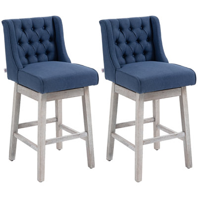 Chewning , 180 Degree Swivel Kitchen Island Stool Dining Room Chairs with Solid Wood Footrests and Button Tufted Design