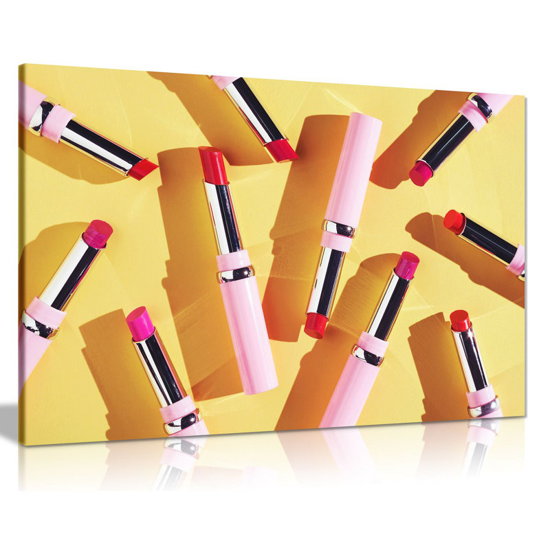 Abstract Girls Bedroom Lipstick - Wrapped Canvas Print, 31cm H x 20cm W