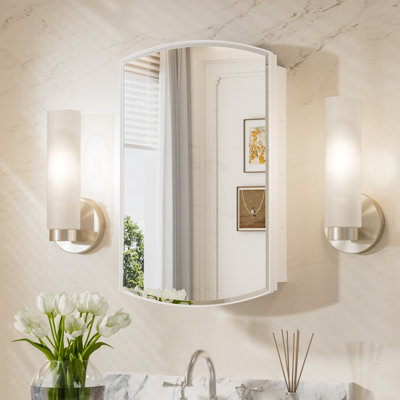 Arch Medicine Cabinet with Storage, Beveled Glass, Adjustale Shelves,Metal Frame