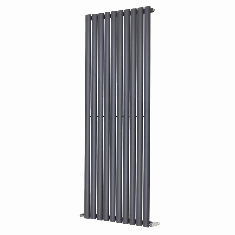 Shoshana Vertical Oval Panel Radiator, Anthracite, 160cm H x 59cm W, 1
