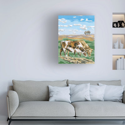 «August Grove® Melissa Wang Two Cows II», art mural sur toile