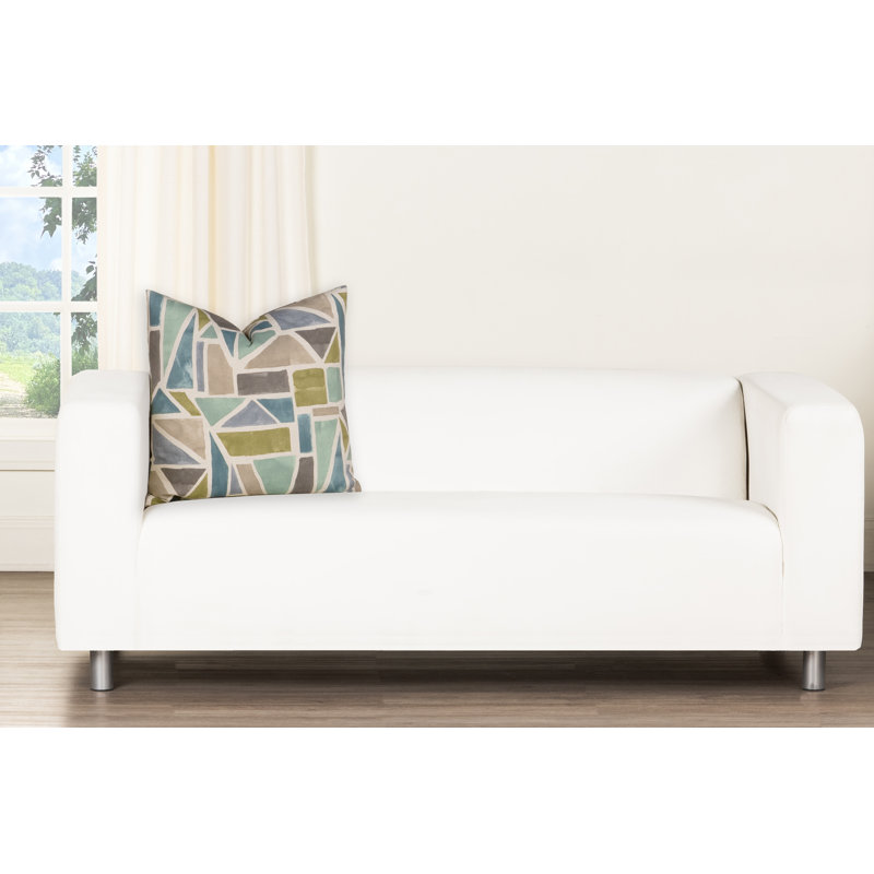 Coussin décoratif Magnolia Home Fashions Tranquil, Polyester, Vert / bleu géométrique 1, H 16 po x l 16 po