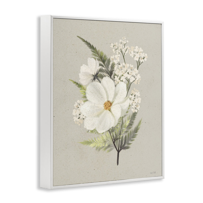Fleurs en papier giclée encadrée, design par House Fenway, H 30 po x l 24 po, Giclée encadrée blanc bord de mer