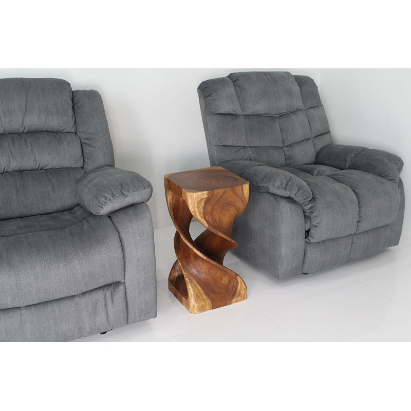 Ahliya Solid Wood Block End Table Set, Walnut, 20" H x 15" W x 15" D