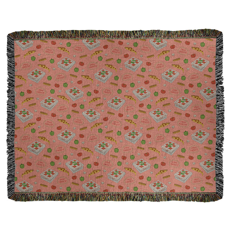Couverture en coton tissée pizza, l 50 po x L 60 po, Orange clair, Moyennement lourd