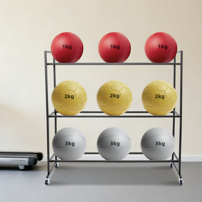 Support à ballons de remise en forme 45,7 x 15,7 x 42,2 po avec roulettes